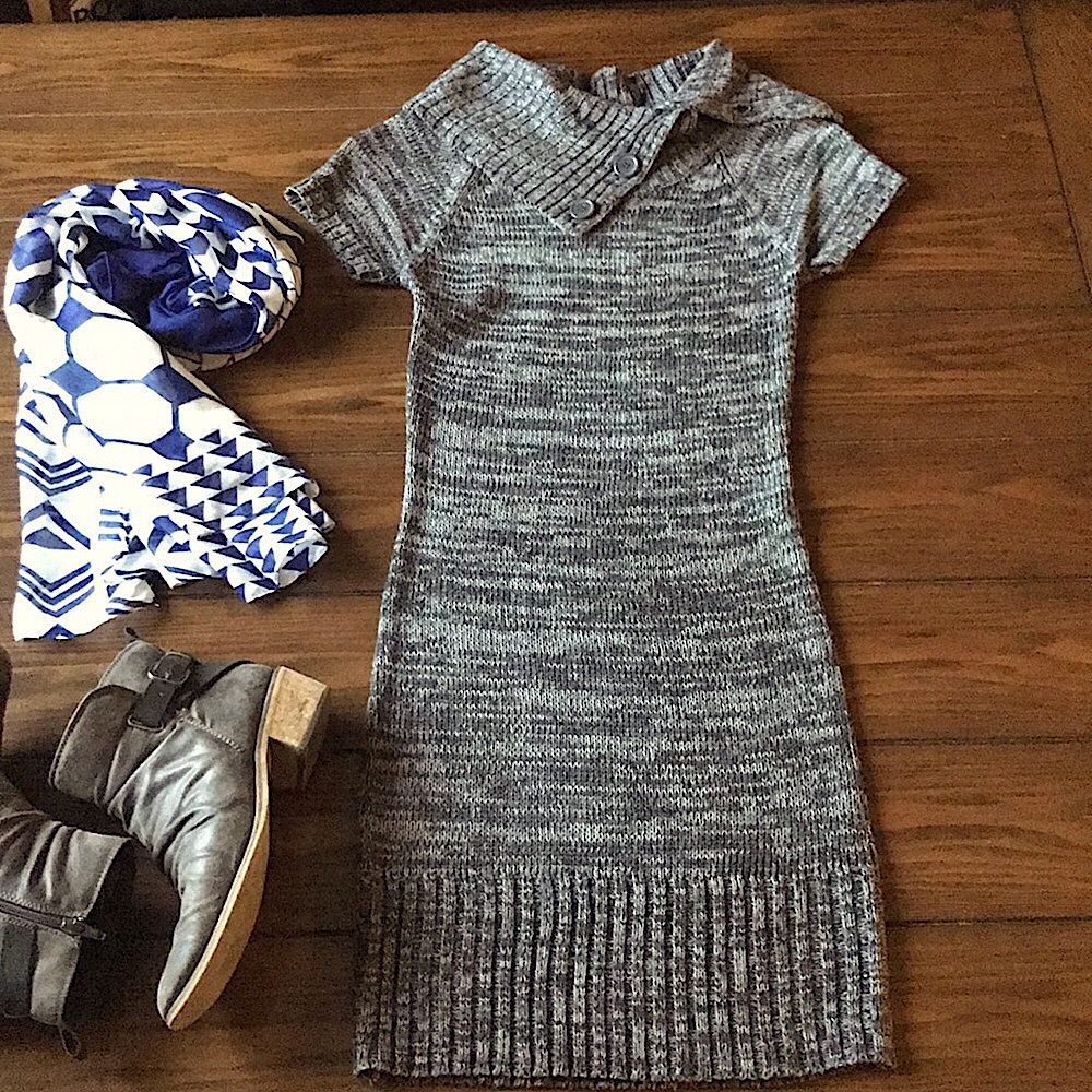 Grey Knit Sweater Dress